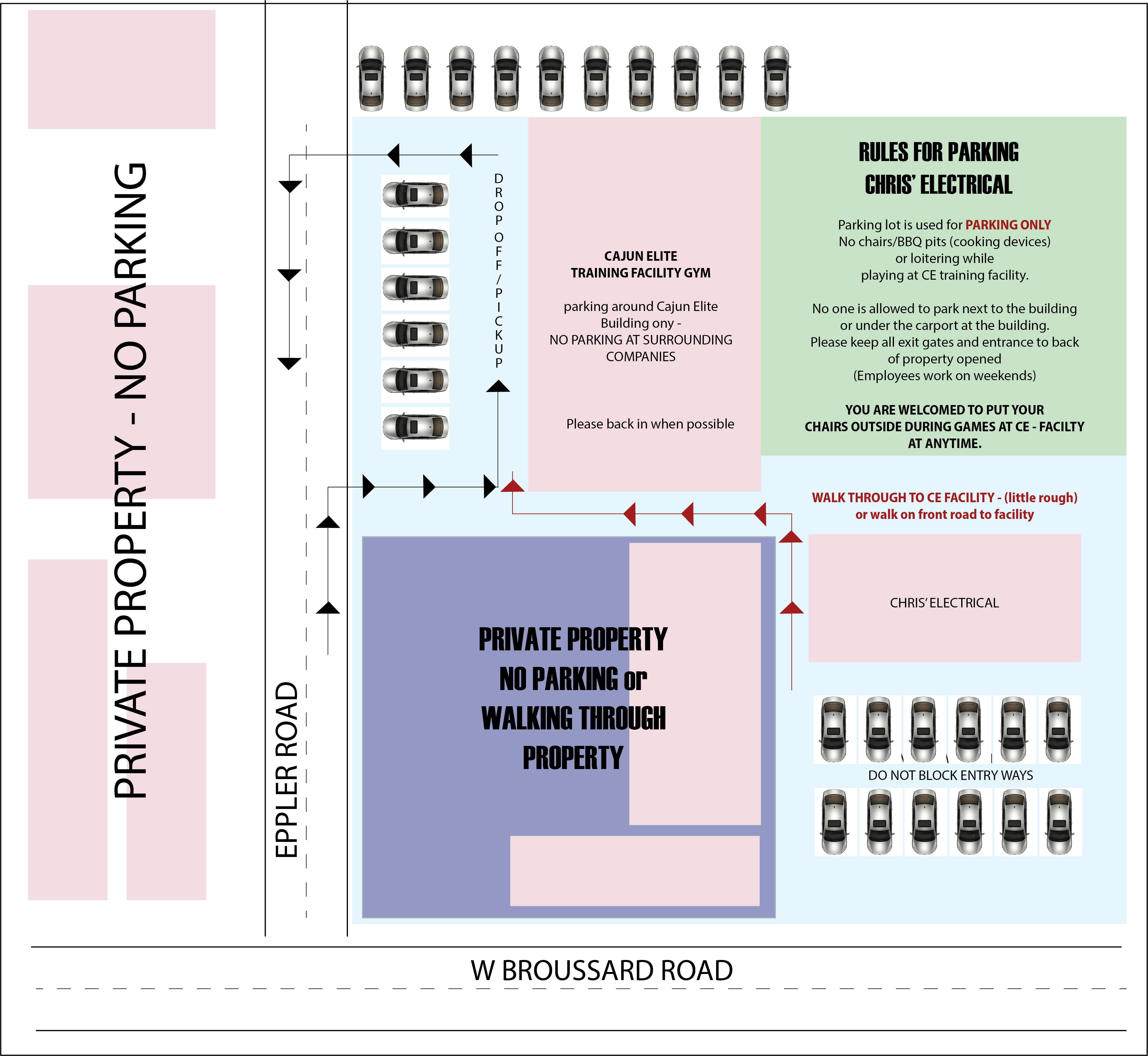 Cajun Elite Parking Map